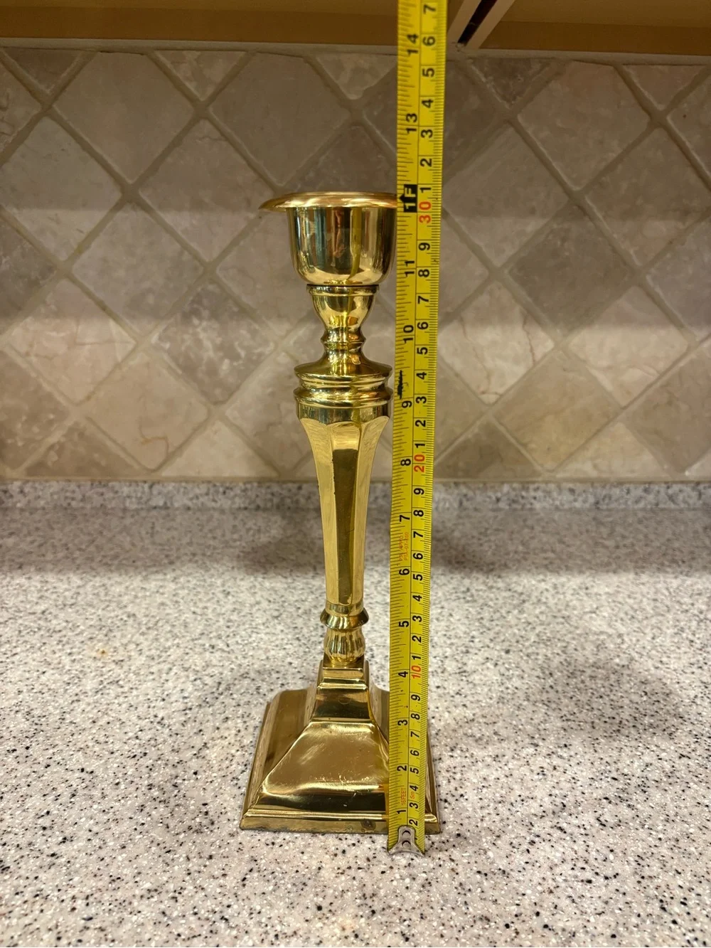 Vintage Stiffel Solid Brass Square Base Taper Candlestick Holder